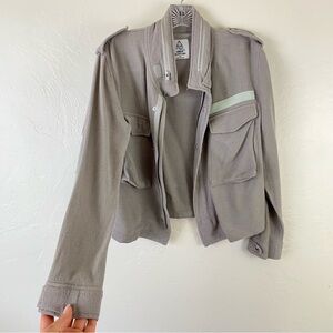 UNIF x Urban Outfitters Size Medium Tan Beige Cotton Knit Zip-up Utility Jacket